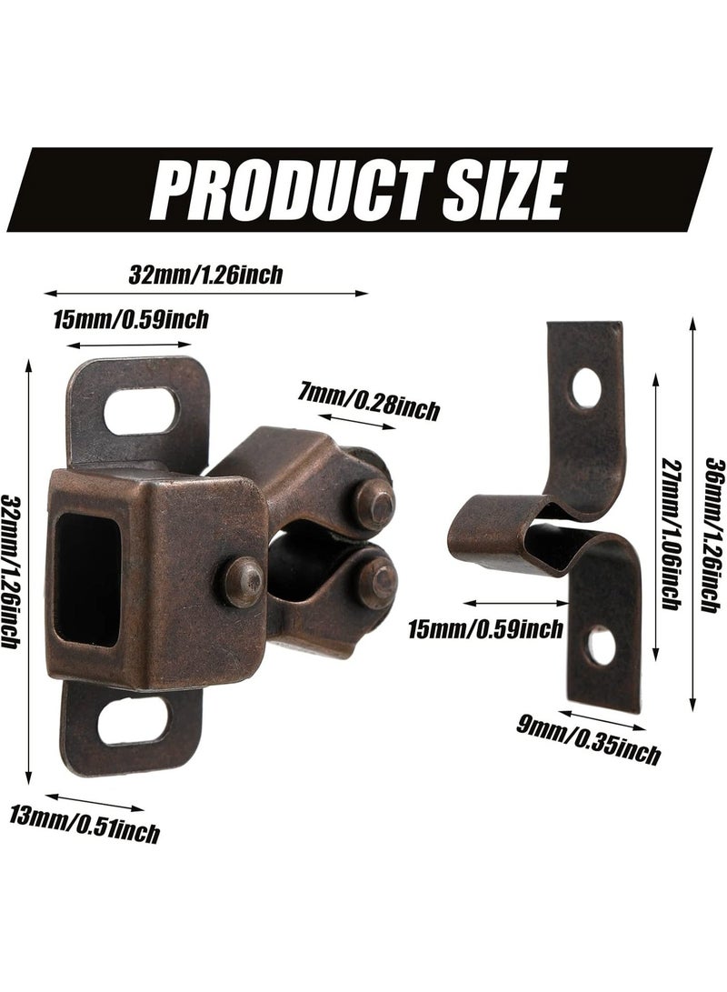 20 Pcs Cabinet Door Latch and Catch Hardware Double Roller Catch Cabinet Latches with Spear Strike for Closet Doors Kitchen (Brown Antique Copper) - Image 2